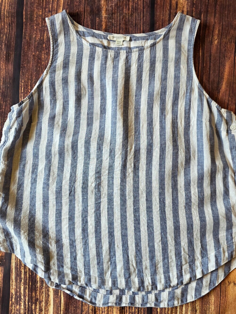 Beach Lunch Lounge Size Large Striped Top Nautical Coastal Linen Cotton Beachy - Picture 7 of 9